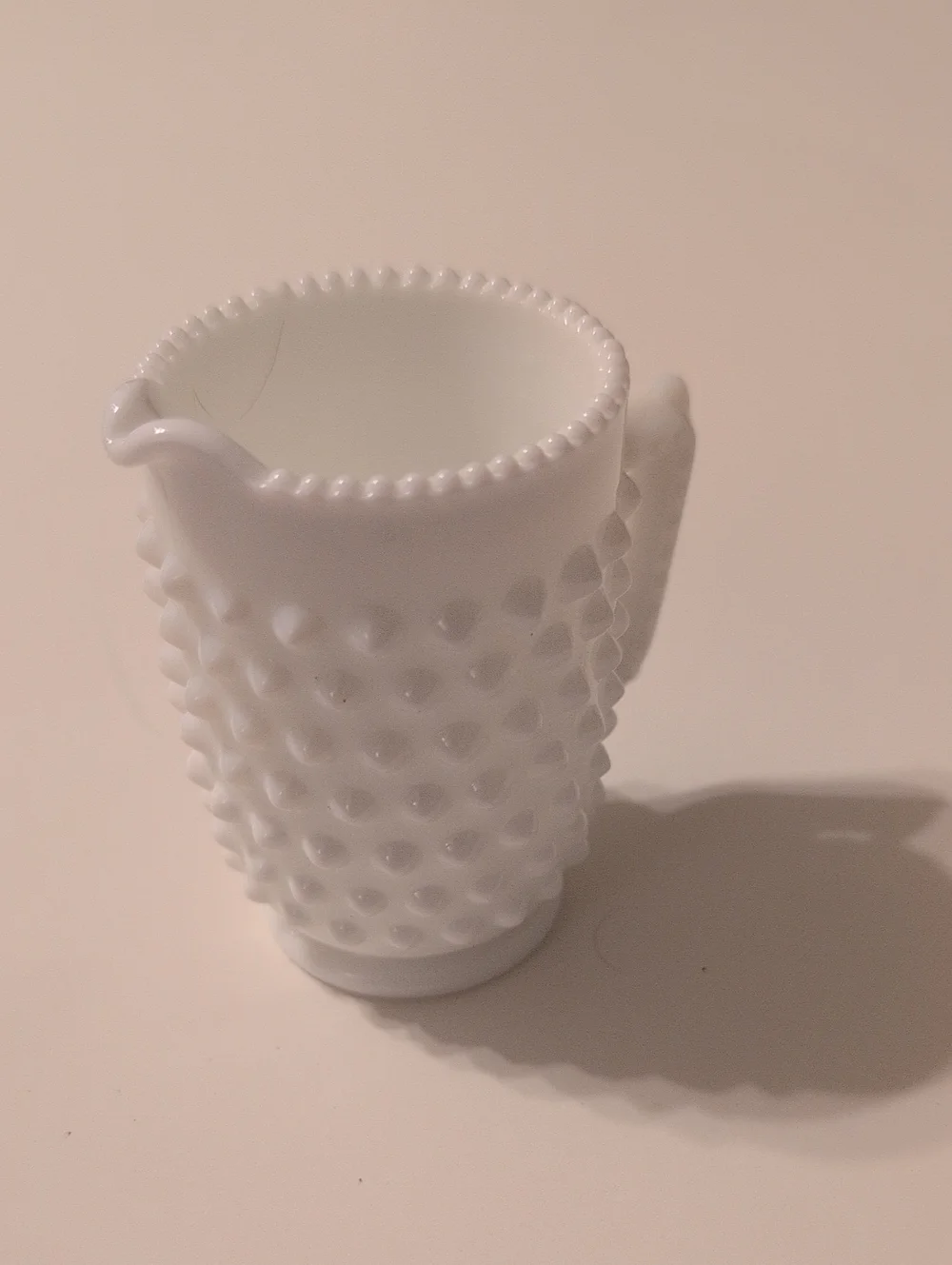 White Fenton Hobnail Milk Glass Small Creamer Pitcher